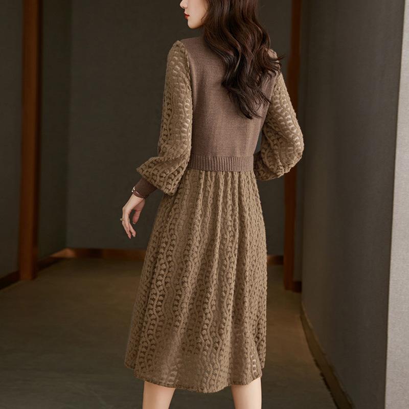GMXIA Celebrity Knitted Dress Autumn and Winter Women's Fashion High Waist Long Sweater Dresses