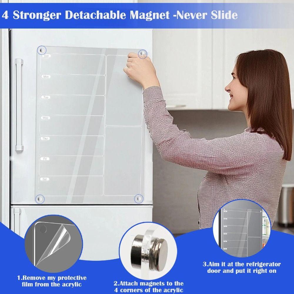 Reusable Magnetic Menu Board Acrylic Weekly Planning Board Durable Meal Planner  Kitchen