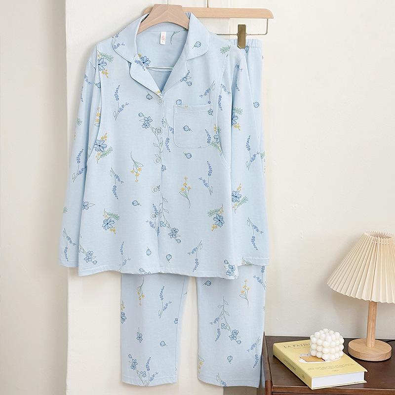 A-Type Cotton Nursing Pajamas: Loose-Fit Postpartum & Maternity Set for Spring/Summer.