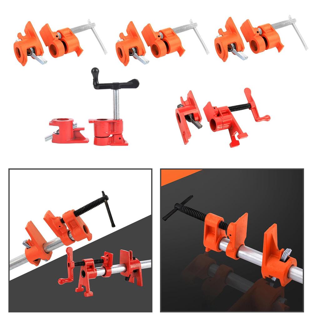 2PCS Wood Gluing Pipe Clamp Set Tools Durable Heavy Duty Metal for Woodworking Carpentry DIY Projects Workshop Home Improvement