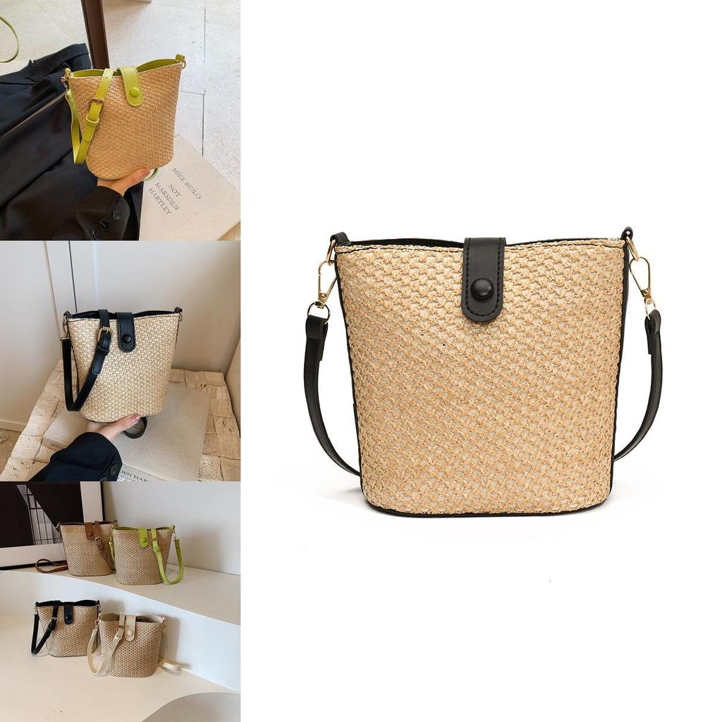 Elegant Pvc Bucket Bag 2024 Trendy Woven Design National Style Crossbody