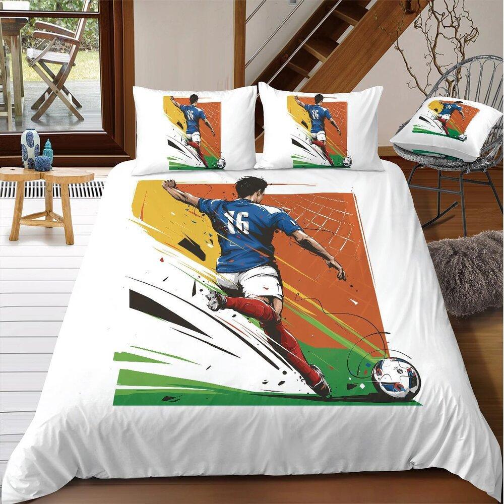 Comforter Football Soccer Goal Soft Bedding Set Sports Competitive Theme 2/3Pcs Full Queen King Size