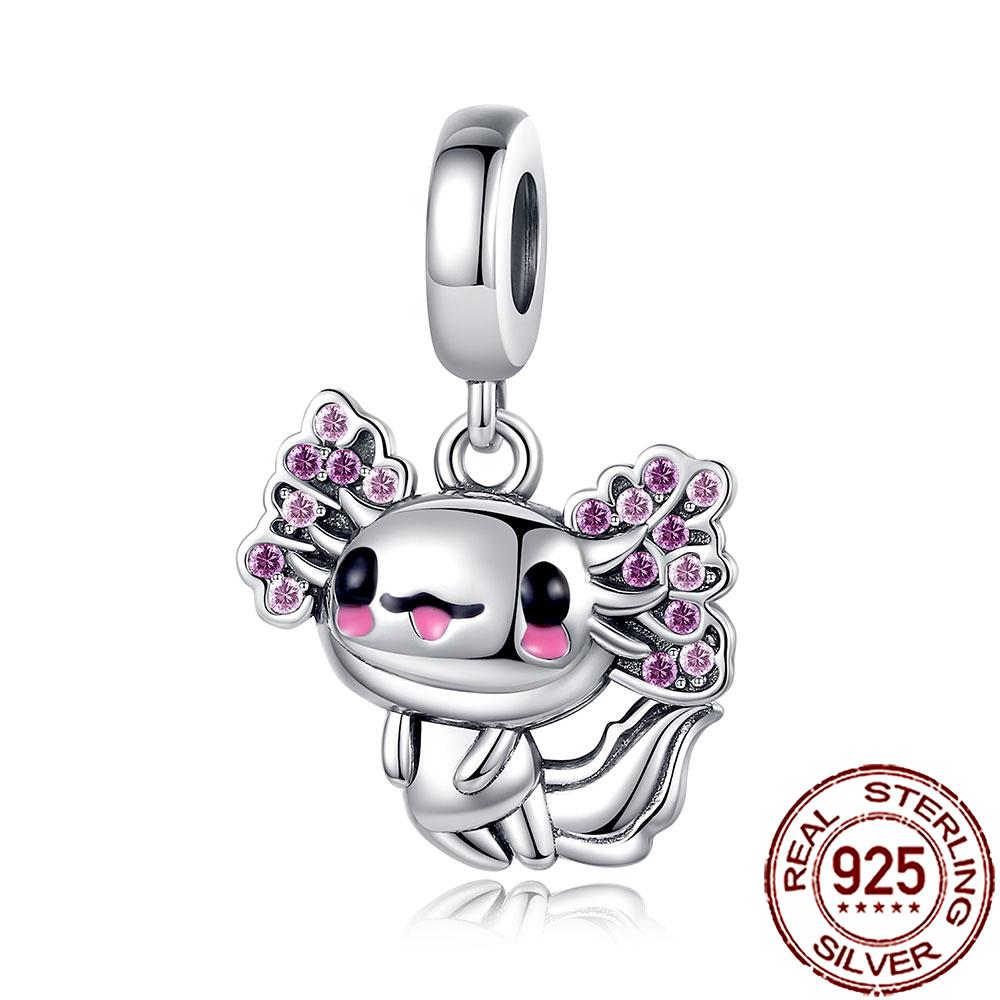 New Charms Copper Cat Dog Flamingo Chameleon Axolotl Animal Beads Fit Bracelet Necklace Women Diy Jewelry