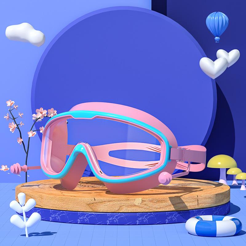 Kids Swim Goggles Big Glass Len for Child Boy Girl Big Goggle Berenang Budak Kanta Mata Besar Kanak Swim Glass