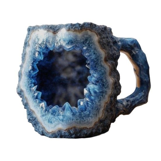 Fake Mineral Crystal Coffee Mug with Ergonomic Handle 11 Ounces Handcrafted 3D Mineral Rock Cup Tea Milk Water Drinking Cup
