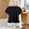 Design-sensual Lace Short-sleeved T-shirt with Women's Temperament, Shoulder-length Slim Base Top