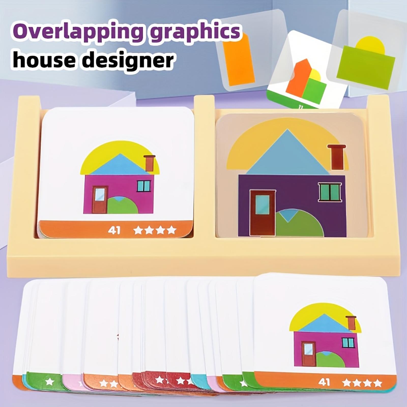 

15 Transparent Cards For Kids Exclusive House Design Puzzle Toy, Thinking Training Focus Game, Parent-Child Interactive Toy. One Size