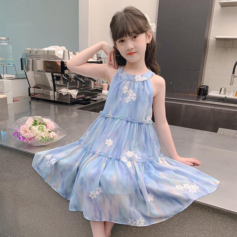 Anneyol Girls' 2025 Summer Chiffon Princess Dress