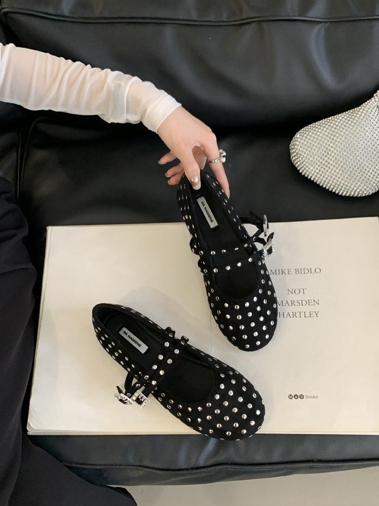 French Rhinestone Mary Jane Single Shoes Women's 2025 Summer New Gypsy Flat Ballet Shoes