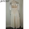 BITCED Summer Women's Fashionable Elegant Wide-Strap Halter Neck Backless Dress