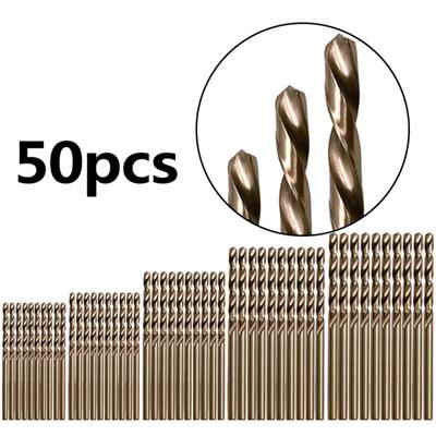 50pcs 1.0-3.0mm M35 Twist Drill Bits Set Cobalt Hss For Wood Metal Steel Plastic Aluminum