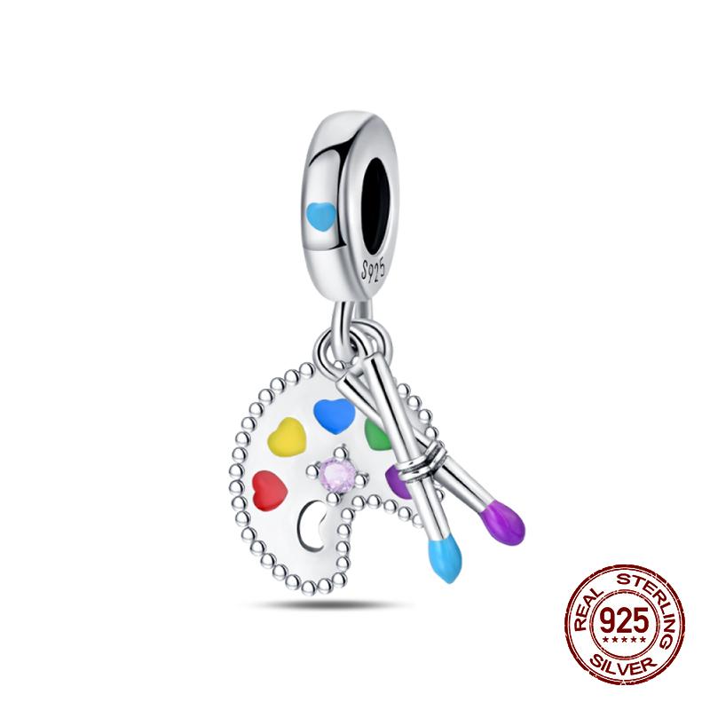100% 925 Sterling Silver Guitar Musician Painter Doctor Career Charm Bead Fit 925 Original Bracelet DIY Souvenir Jewelry