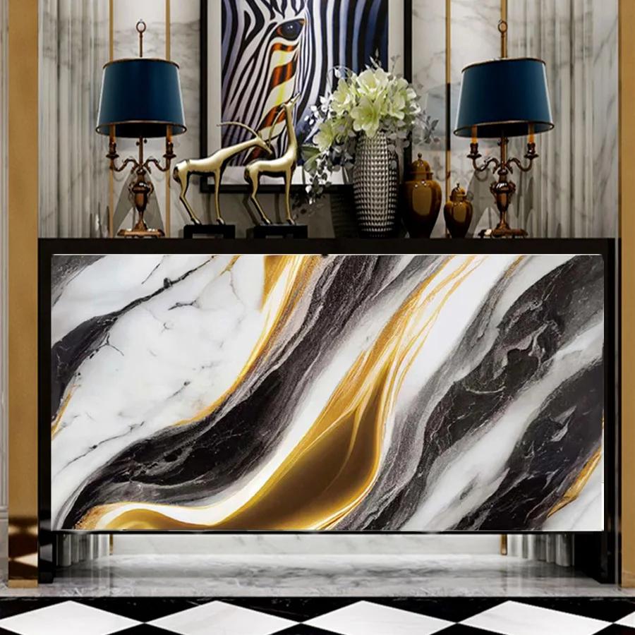 Black Marble Pattern Self-adhesive Wallpaper Oil Resistant Sticker Home Decoration Building Materials Background Wall Wallpaper