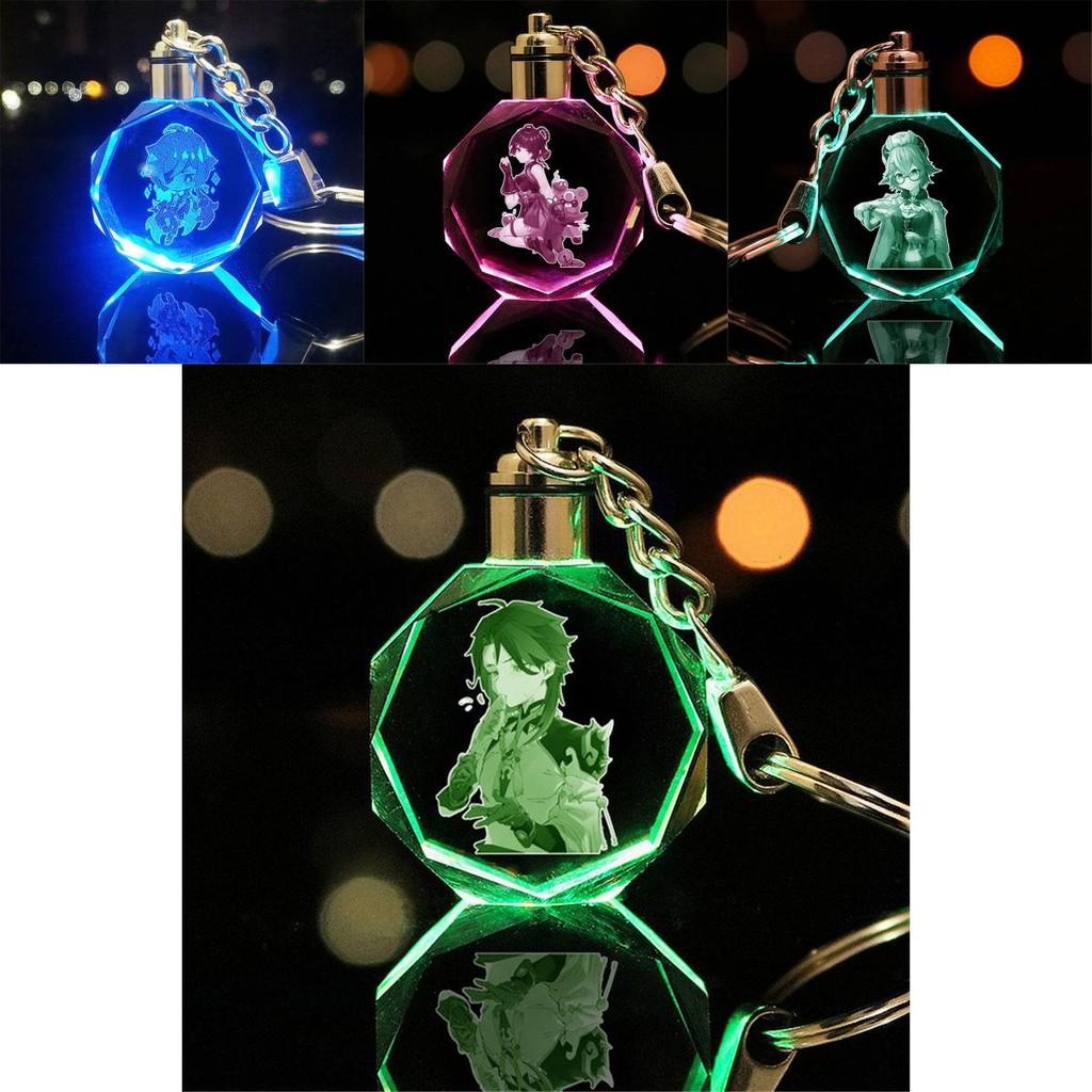 Elegant Genshin Impact Crystal Keychain With Stunning Led Colorful Light For All Occasions