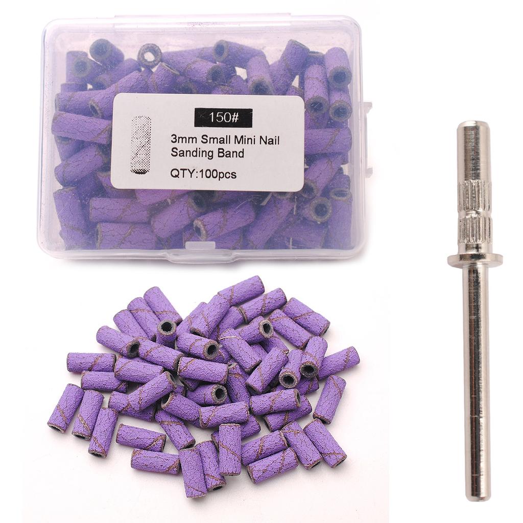 100pcs 3.1mm Mini Sanding Bands Kits Nail Drill Bits Mandrel Sets Electric Manicure Accessories Tool Dead Skin Remover nail file