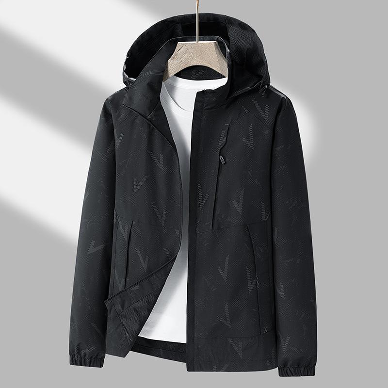 Men's New Spring Trend Jacket Loose Removable Cap Outdoor Hiking Wear Couple Windproof Waterproof Jacket