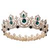 2026 Bridal Jewelry European and American Retro Handmade Round Red Crown, Alloy Rhinestone Headgear Wedding Jewelry Crown