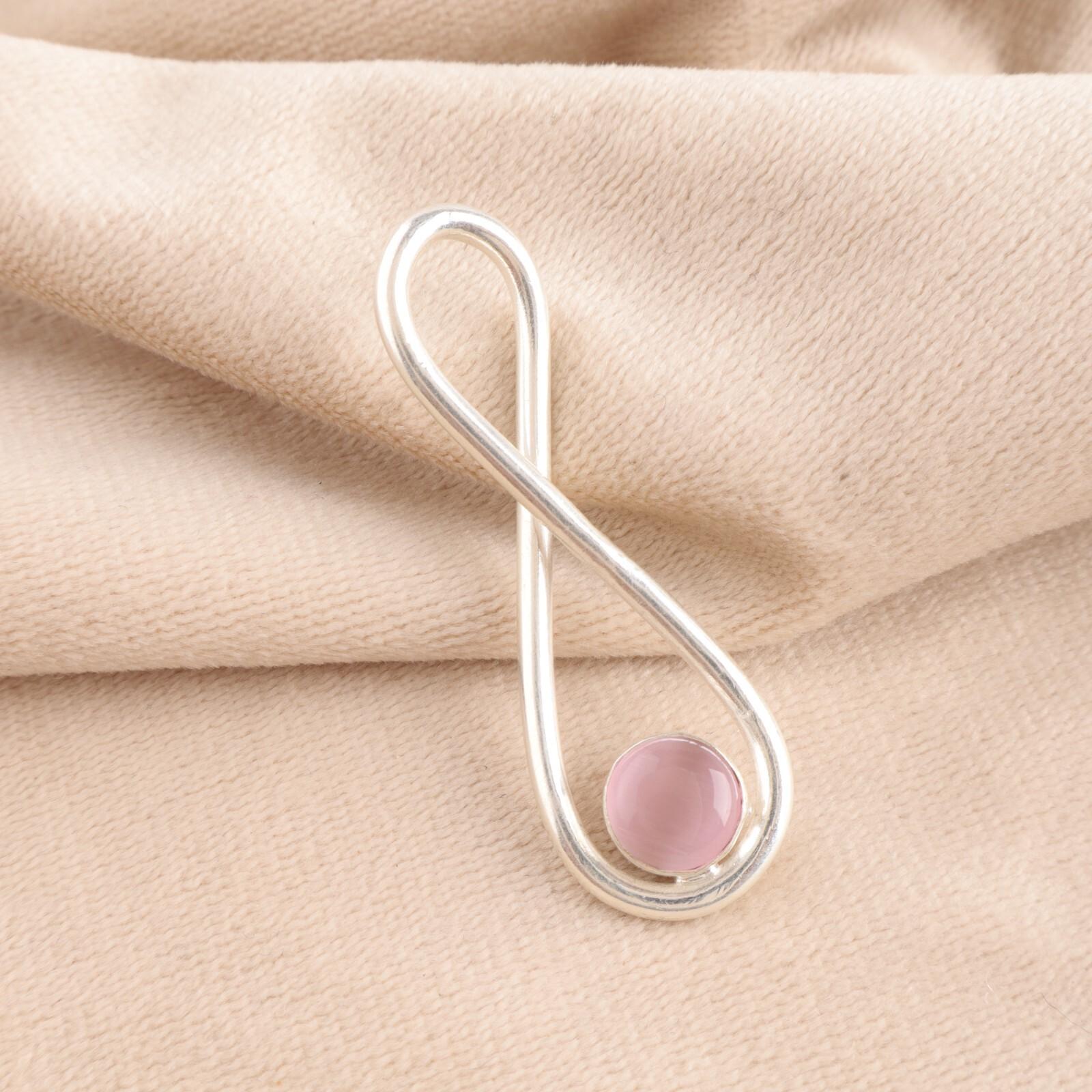 

Розовый камень Кошачий глаз Ювелирное изделие из стерлингового серебра 925 ручной работы Женский кулон 1,66 PP-20-40