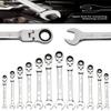 1PCS Flex-Head Ratcheting Combination Wrench Set,72-Teeth, Cr-V Constructed Metric 6-24mm for Hex Nuts Bolts Standoffs