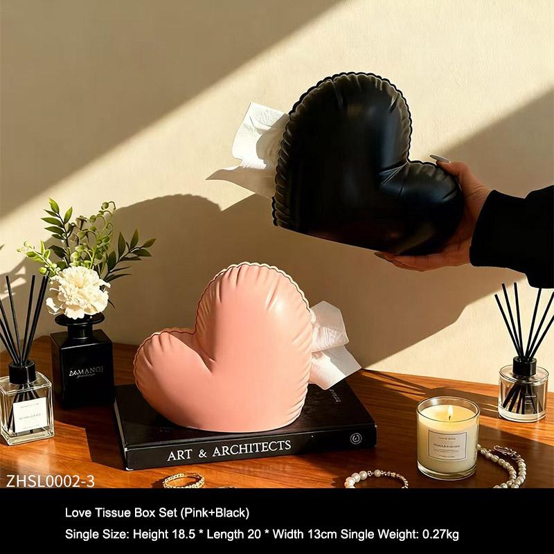 

Miniso Cute Love Tissue Box Set Home Living Room Decoration Ornament Heart Tissue Box Kitchen Bathroom Storage Supplies Gift