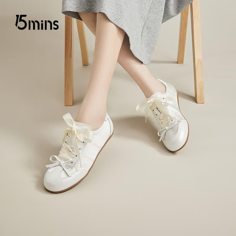 15MINS Women s Flat Bow German Trainer Ballet Shoes 36