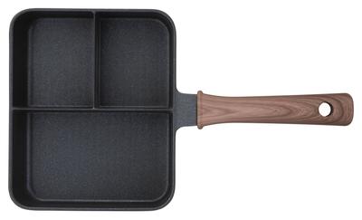CB Japan Frying Pan for Simultaneous Deep Enough for Cook Three Dishes At 3-Compartment Cooking, Boiling, IH/Gas Compatible, Non-stick Coating,