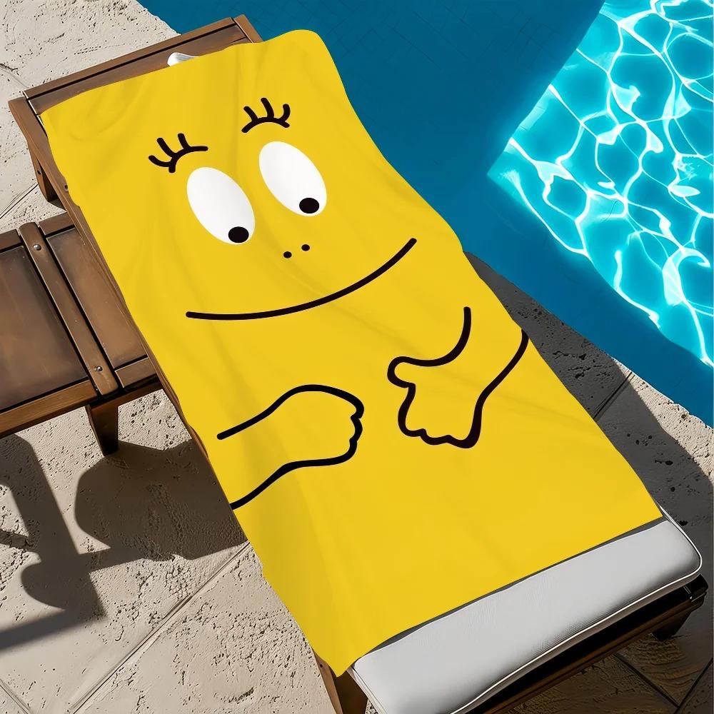 3D Cartoon BB-Barbapapas Beach Towel, Quick-Dry Lightweight Microfiber Sports Bath Towel, Summer Gift for Boys and Girls