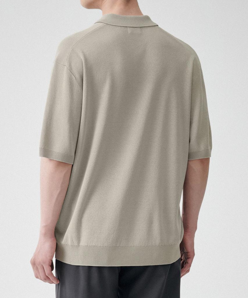 MUSINSA STANDARD Cool Touch Slit Neck Knitted Polo Shirt [Grayish Beige]