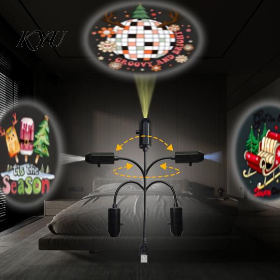 Indoor Atmosphere Lighting USB Power Projector Night Light, 360 Degree Flexible Neck, Christmas LED Dynamic Projection Lamp Light for Bedroom Ceiling,