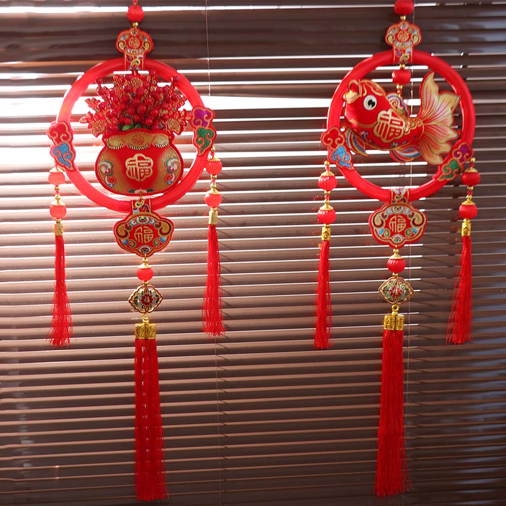 Chinese New Year New Year Fish Pendant Hanging Red Lucky Bag Pendant Tassels Traditional Spring Festival Ornament Home Decor