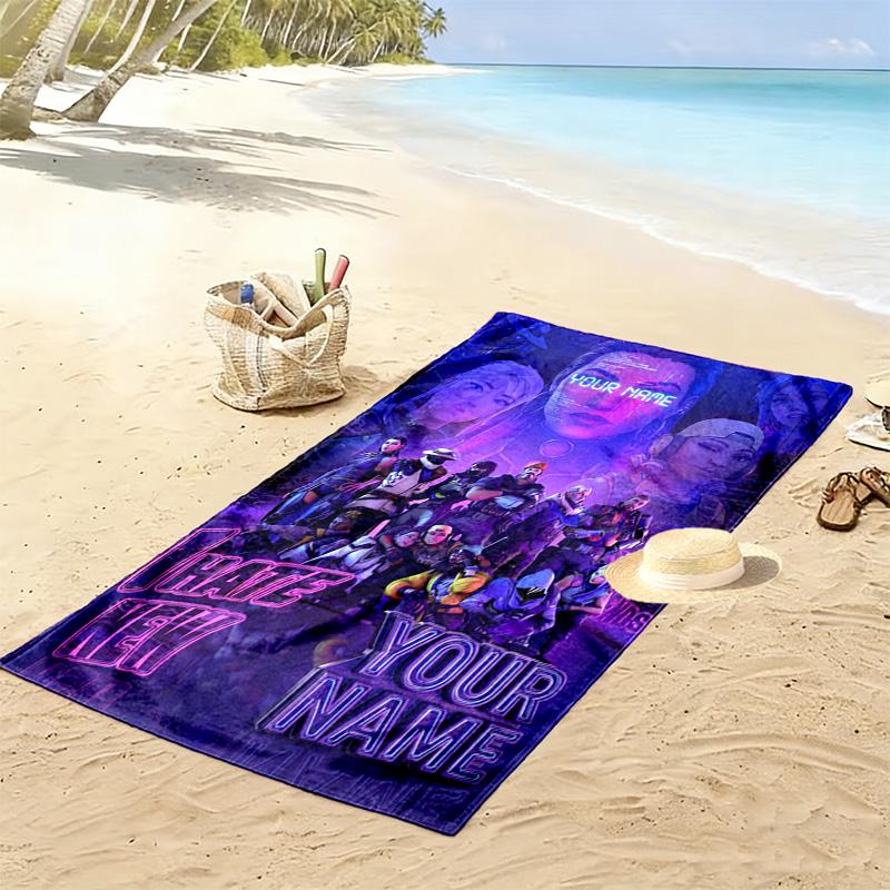 Name Custom Valorant Print Beach Towel, Large Soft Quick Dry Towel for Beach Camping Swimming