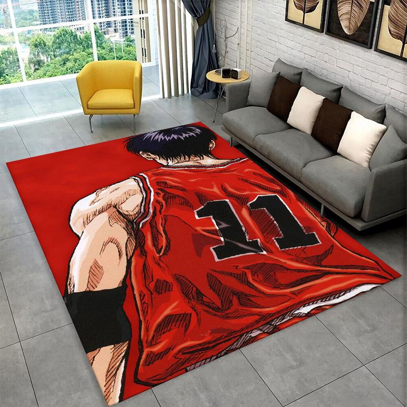 Retro Slam Dunk Basketball Anime Cartoon Carpet Rug for Bedroom Living Room Sofa Playroom Doormat Home Decor,Area Rug Non-slip