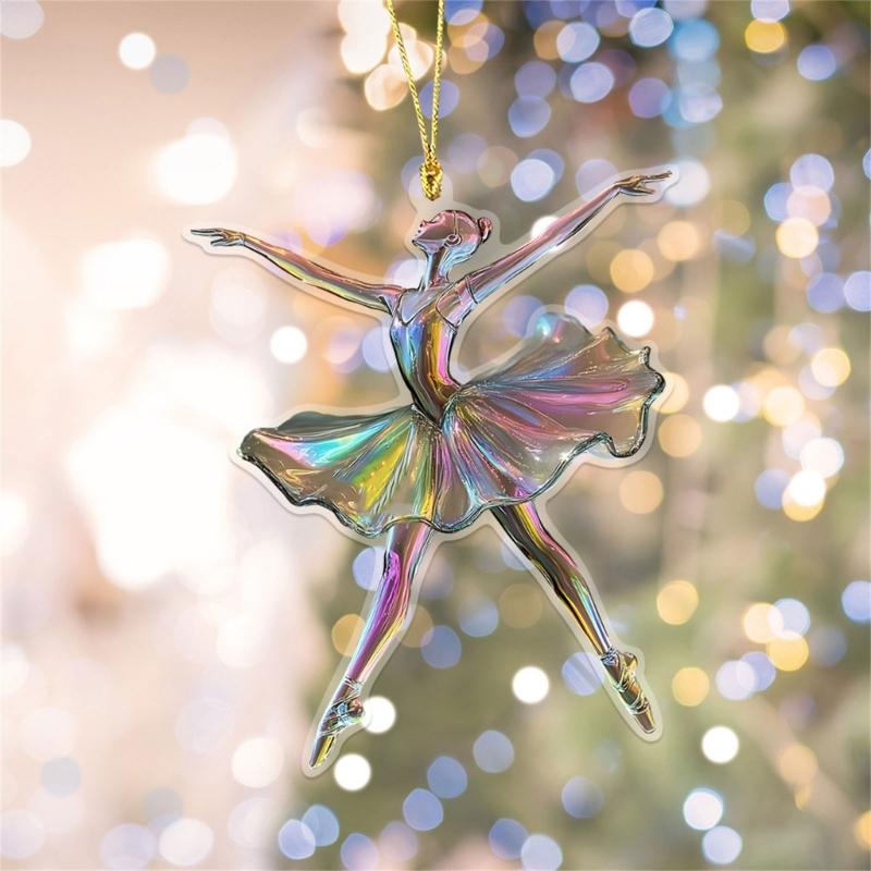 Set de 5 Brelocuri Elegante pentru Mașină în Formă de Balerină, Pandantiv Acrilic 2D pentru Agățat pe Perete, pentru Iubitor de Dans, Ornament de Crăciun