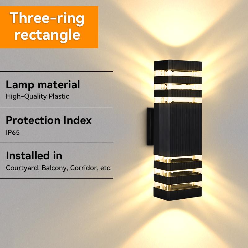 

Настенный светильник вверх-вниз светодиодный уличный настенный светильник сменная лампочка крыльцо водонепроницаемый наружный светильник бра для балкона садовая лестница Square 3 layers NO Bulb чёрный