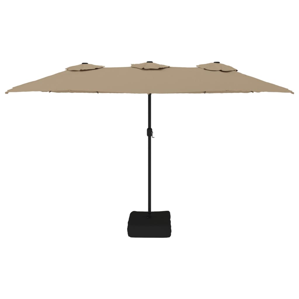 Vidaxl Ombrellone Doppio da Giardino con LED, Colore Taupe, 449X245 Cm
