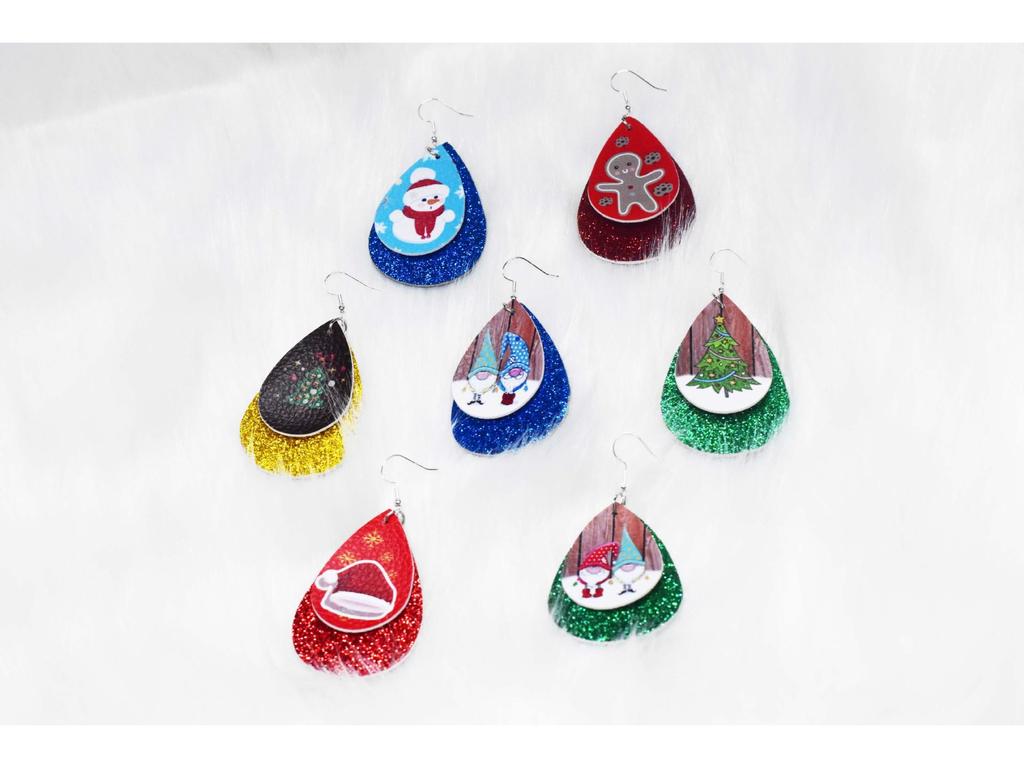 2020 New Double-Layer Leather Christmas Earrings