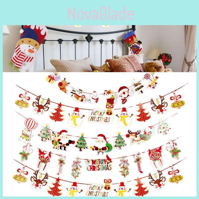 Einzigartiger Weihnachts-Zugflaggen-Schmuck Cartoon Weihnachtsmann Hängebanner Dekoration