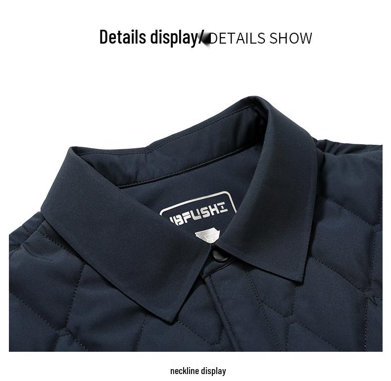 Men's 2023 Quilted Diamond Pattern Silk-Cotton Jacket - Lightweight Autumn Winter Shirt Style