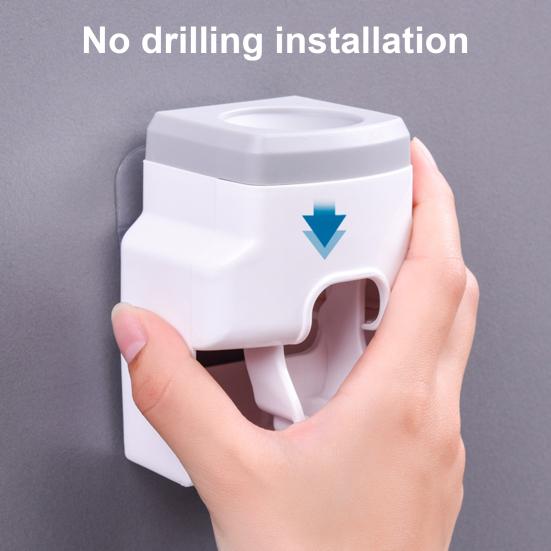Automatic Toothpaste Dispenser Set Easy To Install Wall-Mounted Toothpaste Squeezer with Toothbrush Holder Bathroom Accessories