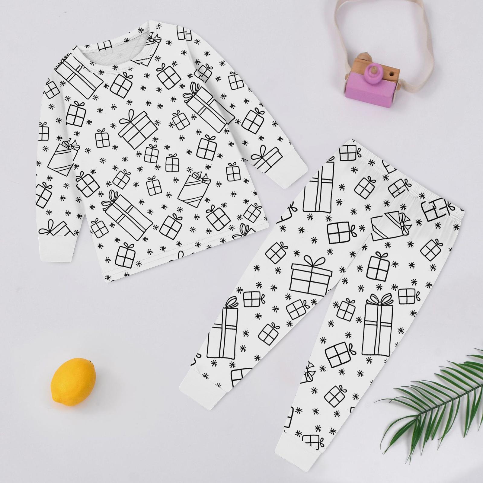 

Детский модный комплект: Рождественский топ с дудлами и брюки с длинным рукавом и круглым вырезом 150