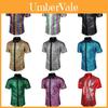 Camicia da uomo con paillettes stile Disco anni '70 in tessuto poliestere per Cosplay e Abbigliamento da festa