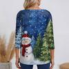 3/4 Sleeve Shirts For Women Print Christmas Tees Blouses Casual Plus Size Basic Tops Pullover