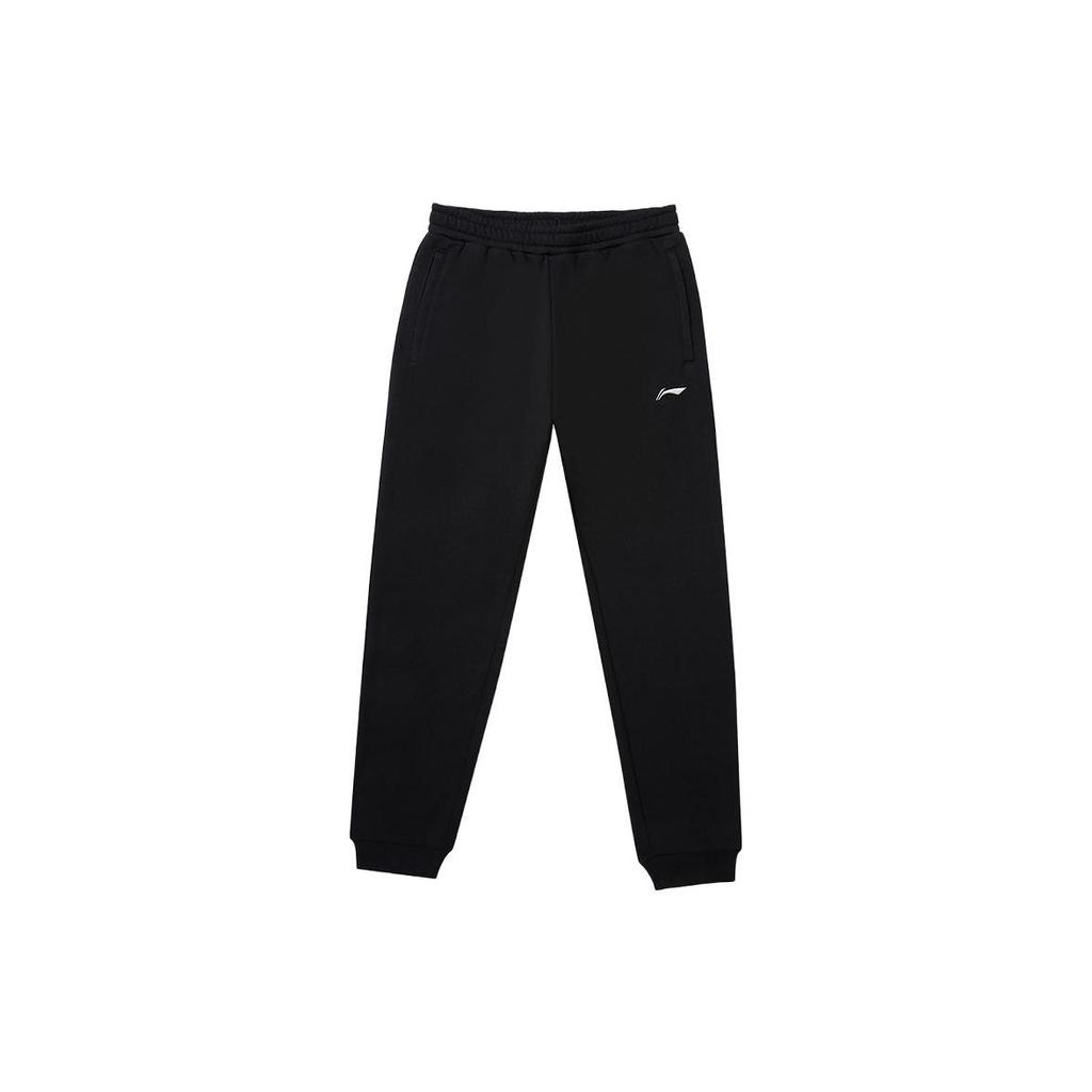 Li Ning Logo Embroidered Loose Training Running Jogger Knit Pants Men Bottoms Black AKLT995-1