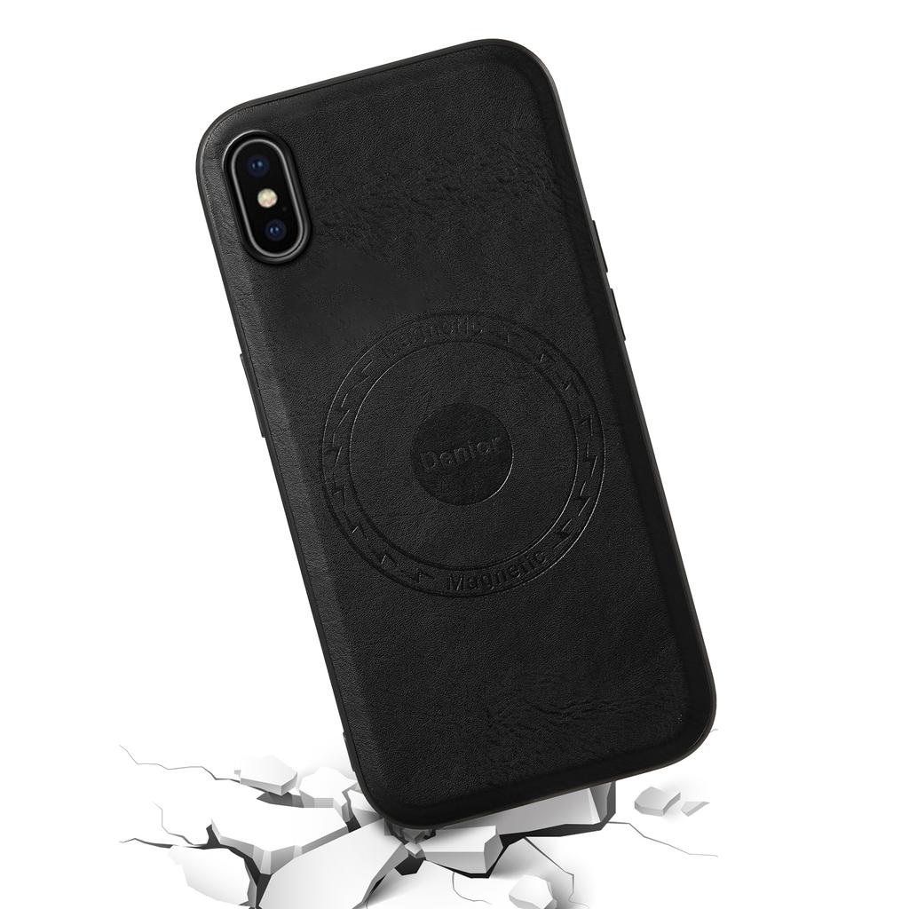 DENIOR For iPhone X/XS Case Compatible with MagSafe Cowhide Texture Shockproof Phone Cover