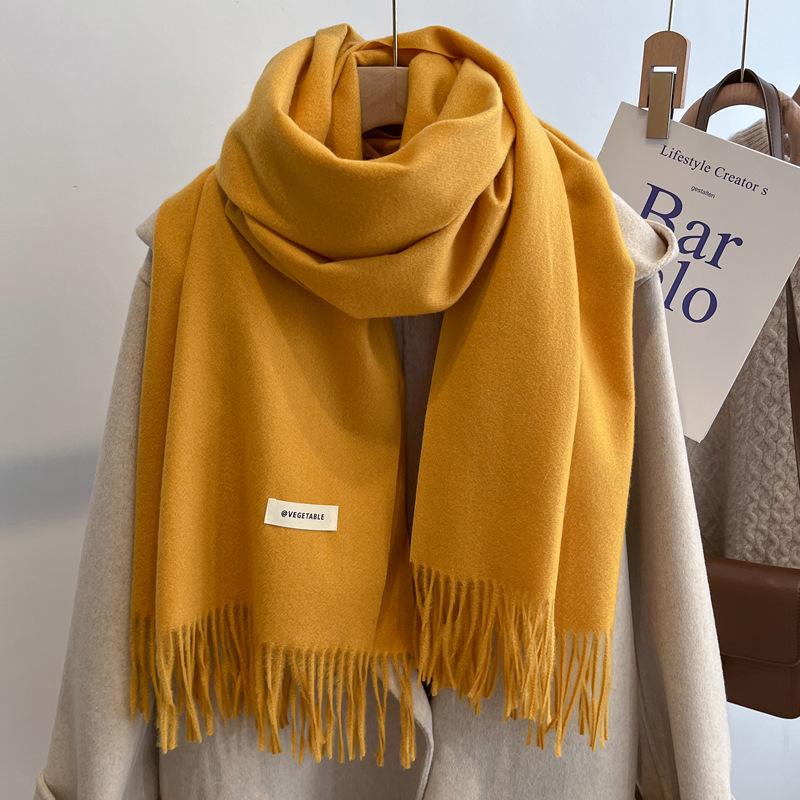 New imitation cashmere scarf women's autumn and winter versatile solid color khaki warm scarf shawl men