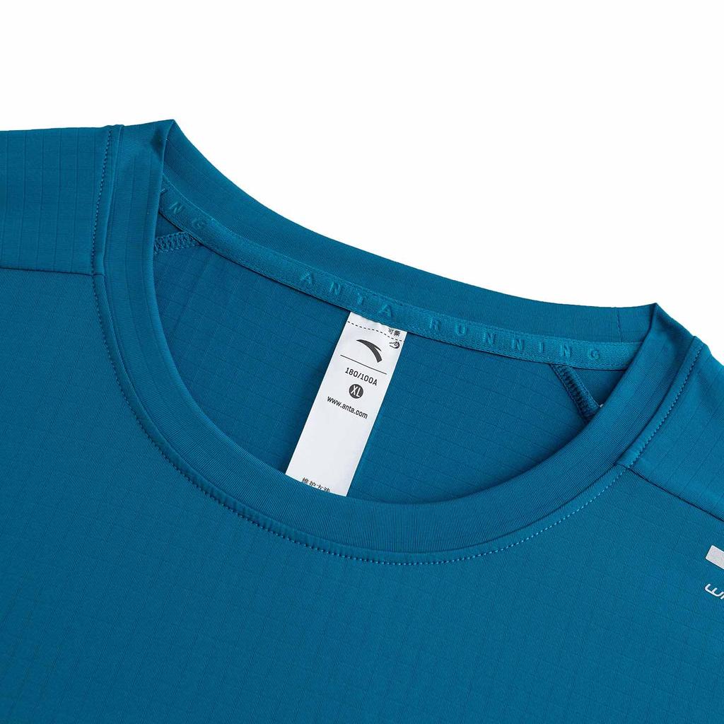 Anta Running Series Moisture-Wicking Quick-Dry Long Sleeve Knit Shirt Men tops Water-Kite-Blue 952615401-1