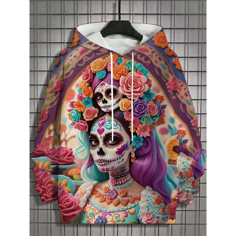 Fashion Women's Hoodie for Girls Autumn New Men's Long Sleeve Tops Sexy Girls Clothes Horror Undead Skull Pattern Unisex Tops
