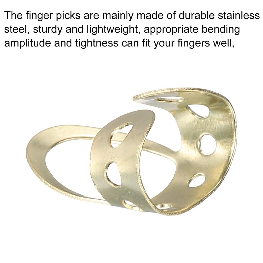 uxcell Finger Picks Stainless Steel Gold Tone S Size for Guitar Pack of 3