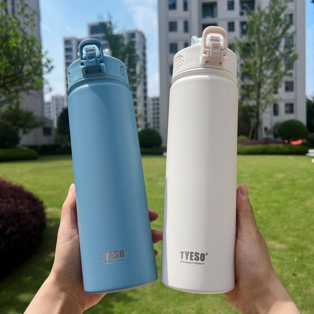 TYESO 600/750ML Stainless Steel Thermos Bottle Keeps Cold and Heat Thermal Mug Car Thermal Water Bottles for Valentine's Day