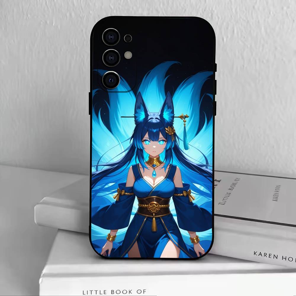 Fox Girl  Phone Case Black Silicone Soft For Samsung S25,S24,S21,S22,S23,S30,Ultra,S20,Plus,Fe,Lite